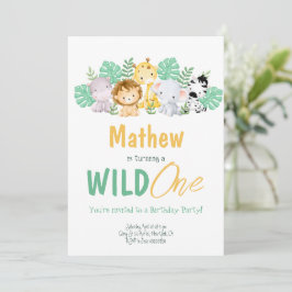 Wild One サファリ 動物 ジャングル 子供 誕生日 招待状