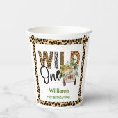 Wild One サファリ 動物 1歳の誕生日 おめでとう ボーイ 紙コップ (裏面)