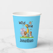 Wild One サファリ 動物 1歳 誕生日 カートゥーン インビテ 紙コップ (裏面)