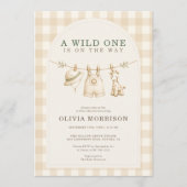 Wild One サファリ 室内物干し ベビーシャワー 招待状 (正面)