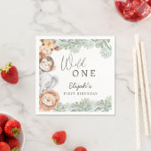 Wild One サファリ 男の子の1歳の誕生日 スタンダードカクテルナプキン (インサイチュ)