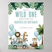 Wild One サファリ 1歳のバースデーウェルカム ポスター (正面)