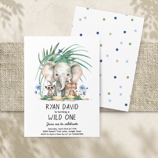 Wild One サファリ 1歳の誕生日招待状 招待状