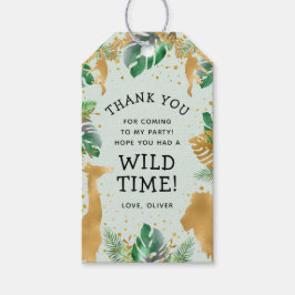 Wild One サファリ 1歳の誕生日 パステルグリーン ゴールド ギフトタグ
