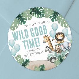 Wild One サファリ 1歳の誕生日 ラウンドシール