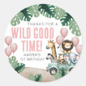 Wild One サファリ 1歳の誕生日 ラウンドシール (正面)