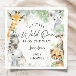 Wild One ジャングルサファリ動物ベビーシャワー スタンダードカクテルナプキン