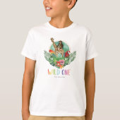 Wild One ジャングルサファリ動物 モダンウォーターカラーT Tシャツ (正面)
