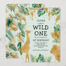 Wild One ジャングルサファリ グリーン ゴールド 1歳の誕生日