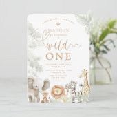 Wild One ジャングルサファリ 誕生日招待状 招待状 (スタンド正面)