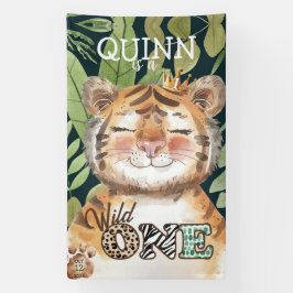Wild One ジャングルサファリ 1歳の誕生日ウェルカムサイン 横断幕