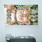 Wild One ジャングルサファリ 1歳の誕生日ウェルカムサイン 横断幕 (トレードショー)