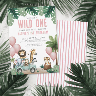 Wild One ジャングルサファリ 1歳の誕生日パーティー 招待状