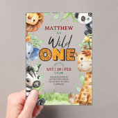 Wild One ジャングルサファリ 1歳の誕生日招待状 アクリル招待状 (インサイチュ (ポータブル))