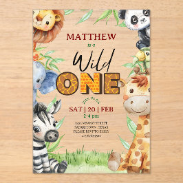 Wild One ジャングルサファリ 1歳の誕生日招待状 アクリル招待状