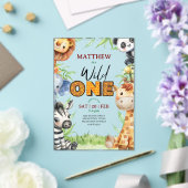 Wild One ジャングルサファリ 1歳の誕生日招待状 アクリル招待状 (インサイチュ (ウェディング))