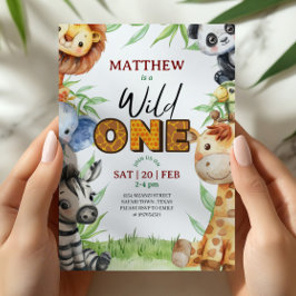 Wild One ジャングルサファリ 1歳の誕生日招待状 招待状