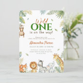 Wild One ジャングル動物ベビーシャワー 招待状 (スタンド正面)