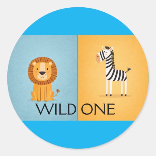 Wild One ジャングル 誕生日 - サファリ 動物 ラウンドシール (正面)