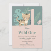 Wild One ソフトサファリトラジャングルファーストバースデー 招待状 (正面)