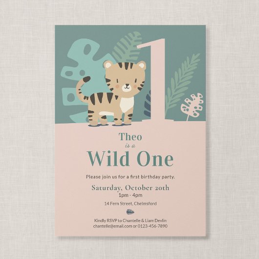 Wild One ソフトサファリトラジャングルファーストバースデー 招待状