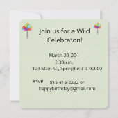 Wild One ゾウ 誕生日パーティー招待状デザイン 招待状 (裏面)