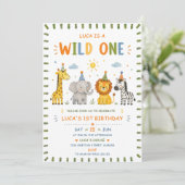 Wild One パーティーアニマル サファリ 誕生日 招待状 (スタンド正面)
