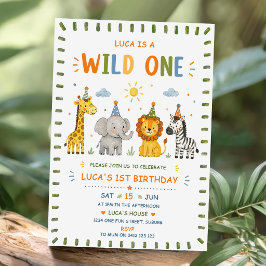 Wild One パーティーアニマル サファリ 誕生日  招待状