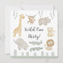 Wild One パーティー サファリ 動物 パーソナライズド