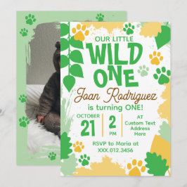 Wild One フォトサファリ 1歳の誕生日招待状 招待状