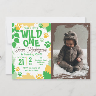 Wild One フォトサファリ 1歳の誕生日招待状 招待状