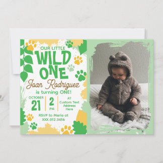 Wild One フォトサファリ 1歳の誕生日招待状 招待状