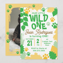 Wild One フォトサファリ 1歳の誕生日 招待状