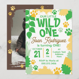 Wild One フォトサファリ 1歳の誕生日 招待状