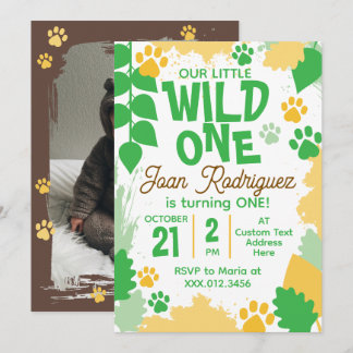 Wild One フォトサファリ 1歳の誕生日 招待状
