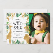 Wild One フォトサファリ 1歳の誕生日 招待状 (正面)