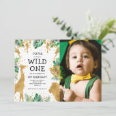 Wild One フォトサファリ 1歳の誕生日 招待状 (スタンド正面)