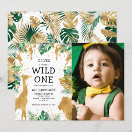 Wild One フォトサファリ 1歳の誕生日 招待状