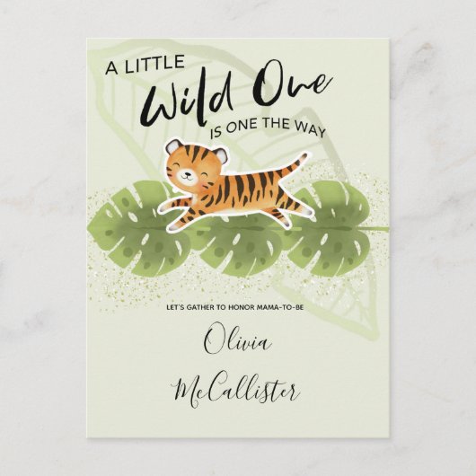 Wild One ベビーシャワー招待状 ポストカード (正面)