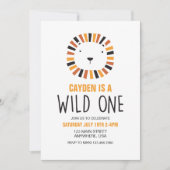 Wild One ライオン ボホー 一歳の誕生日 招待状 (正面)