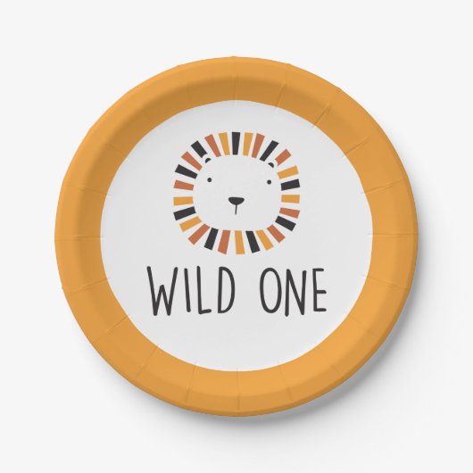 Wild one ライオン 1歳の誕生日 ペーパープレート (正面)