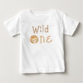 Wild One ライオン 1歳の誕生日 女の子 Tシャツ (正面)