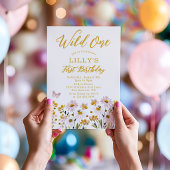Wild One ワイルドフラワー バタフライ ガーデン 1歳の誕生日 招待状