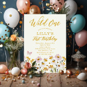 Wild One ワイルドフラワー バタフライ ガーデン 1歳の誕生日 招待状