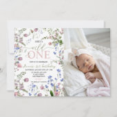 Wild One 写真付き1歳の誕生日招待状 招待状 (正面)