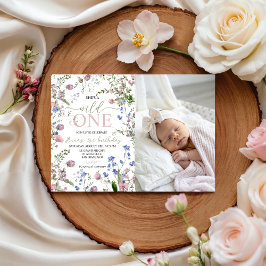 Wild One 写真付き1歳の誕生日招待状 招待状