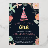 Wild One | 初めての誕生日パーティー 箔招待状 (正面)