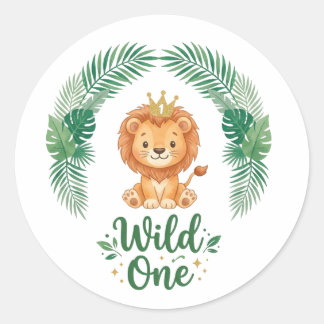 Wild One 初誕生日 おとこのこ おんなのこ ライオンキング クラウン ラウンドシール
