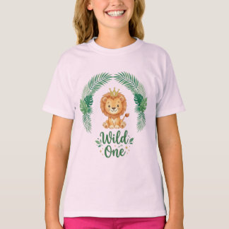Wild One 初誕生日 おとこのこ おんなのこ ライオンキング クラウン Tシャツ
