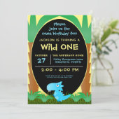 Wild ONE 恐竜 男の子 一歳の誕生日カード 招待状 (スタンド正面)
